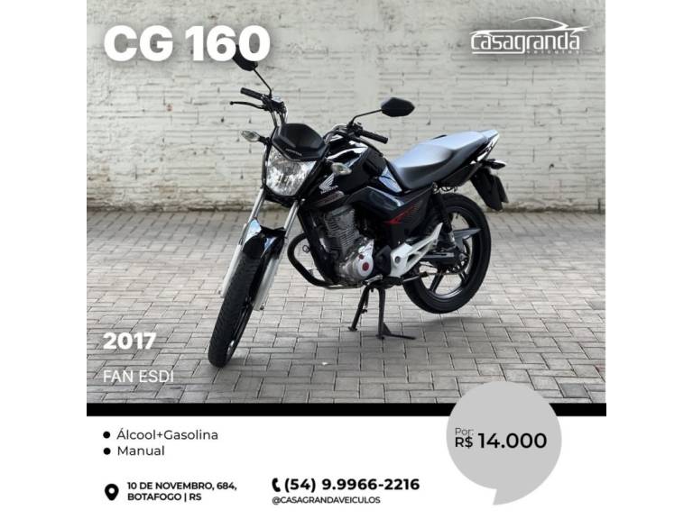 HONDA - CG 160 - 2017/2017 - Preta - R$ 14.000,00