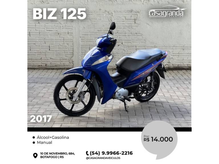 HONDA - BIZ 125 - 2016/2017 - Azul - R$ 14.000,00