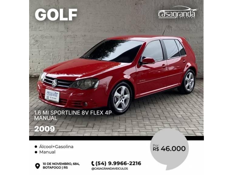 VOLKSWAGEN - GOLF - 2008/2009 - Vermelha - R$ 46.000,00